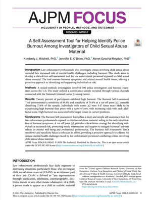 Image for A Self-Assessment Tool for Helping Identify Police Burnout Among Investigators of Child Sexual Abuse Material