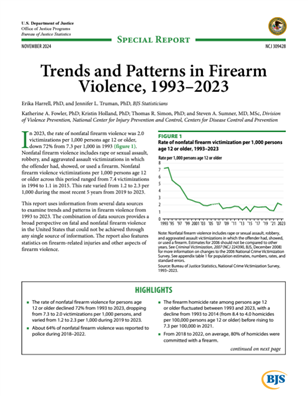 Image for Trends and Patterns in Firearm Violence, 1993-2023