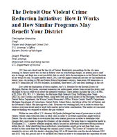 Image for The Detroit One Violent Crime Reduction Initiative: How It Works and How Similar Programs May Benefit Your District