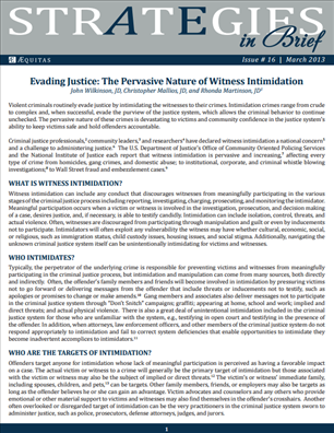 Image for Evading Justice:  The Pervasive Nature of Witness Intimidation