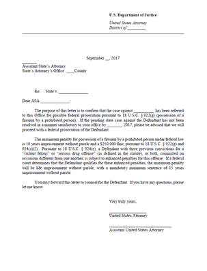 Image for Federal Letter of Intent to Prosecute (FLIP) Letter Template 