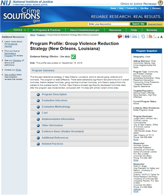 Image for Group Violence Reduction Strategy (New Orleans, Louisiana)