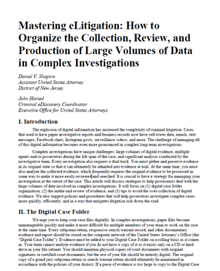 Image for Mastering eLitigation: How to Organize the Collection, Review, and Production of Large Volumes of Data in Complex Investigations
