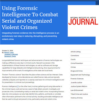 Image for Using Forensic Intelligence to Combat Serial and Organized Violent Crimes