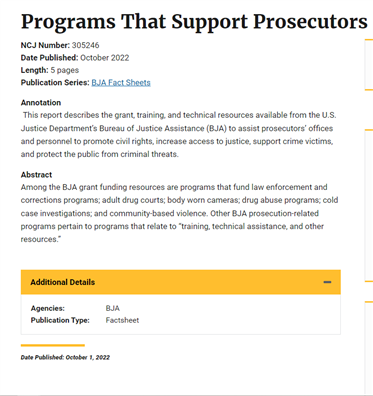 Image for Bureau of Justice Assistance Programs That Support Prosecutors