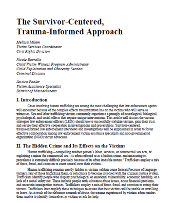 Image for The Survivor-Centered, Trauma-Informed Approach