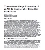 Image for Transnational Gangs: Prosecution of an MS-13 Gang Member Extradited from Mexico