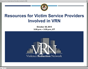 Image for VRN Webinar: Resources for Victim Service Providers in VRN